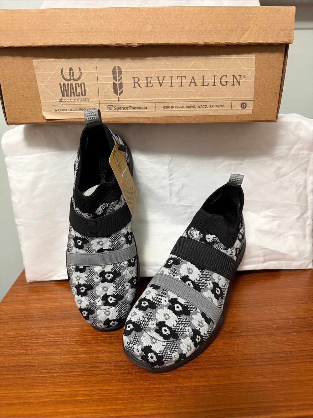 Revitalign Women's Black & Gray Floral Slip-On Athletic Shoes